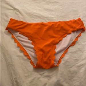 Neon orange scalloped bikini bottom